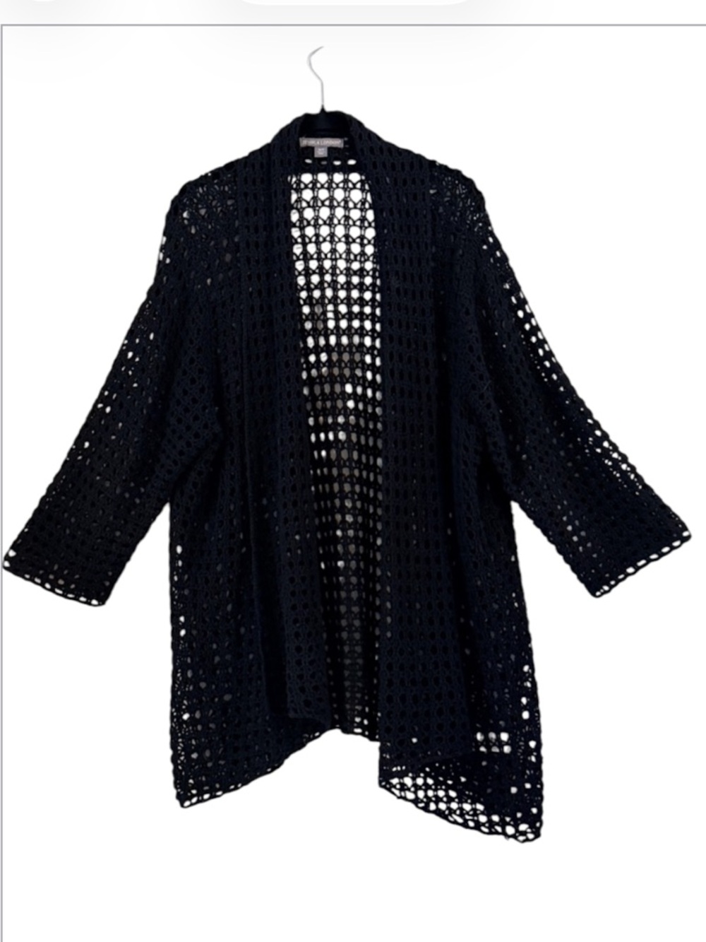 Jessica London Midnight Black Crochet Cardigan Size 18/20
